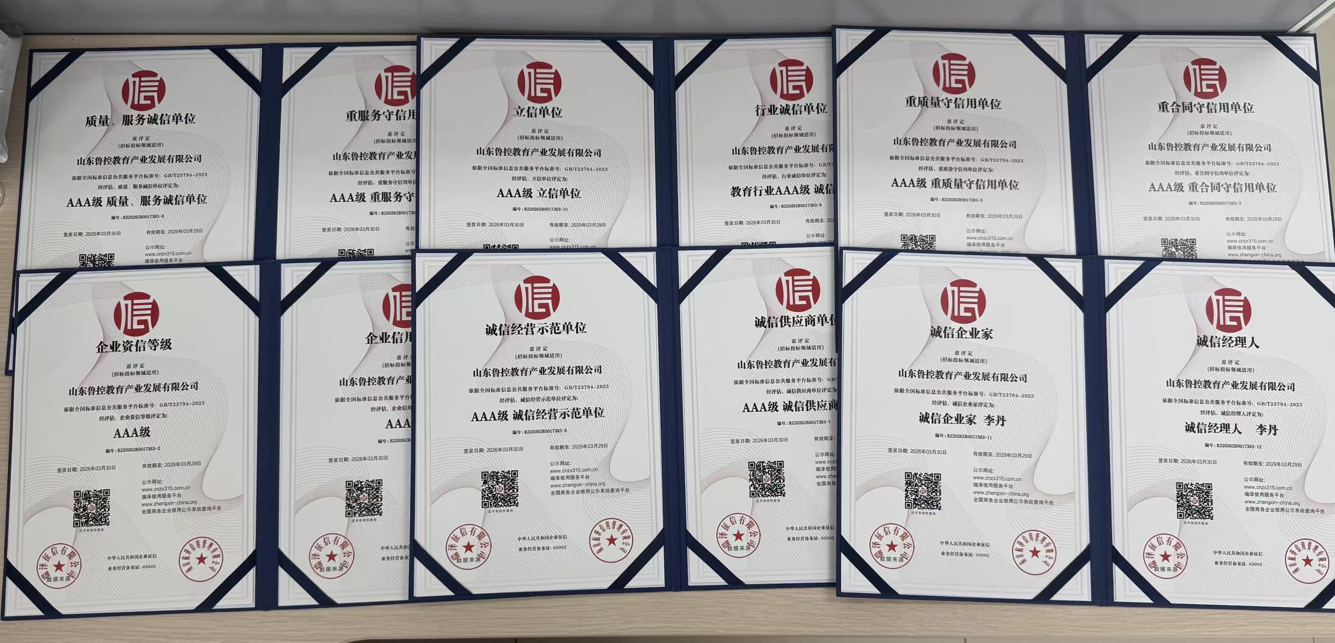 喜报！鲁控产发斩获多项AAA级信用认证，以诚信赋能教育高质量发展